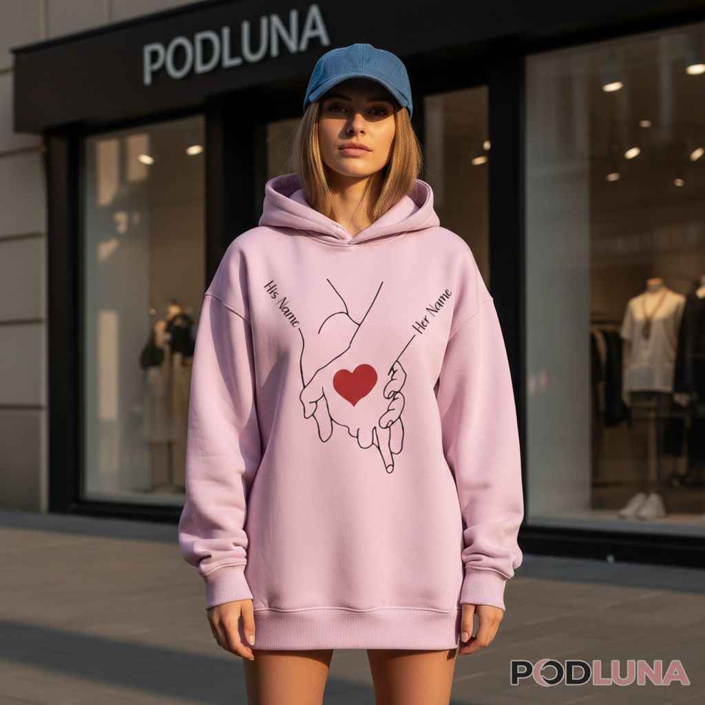 Custom Name Couple Holding Hands Valentine Hoodie Custom Name Couple Holding Hands Valentine Hoodie