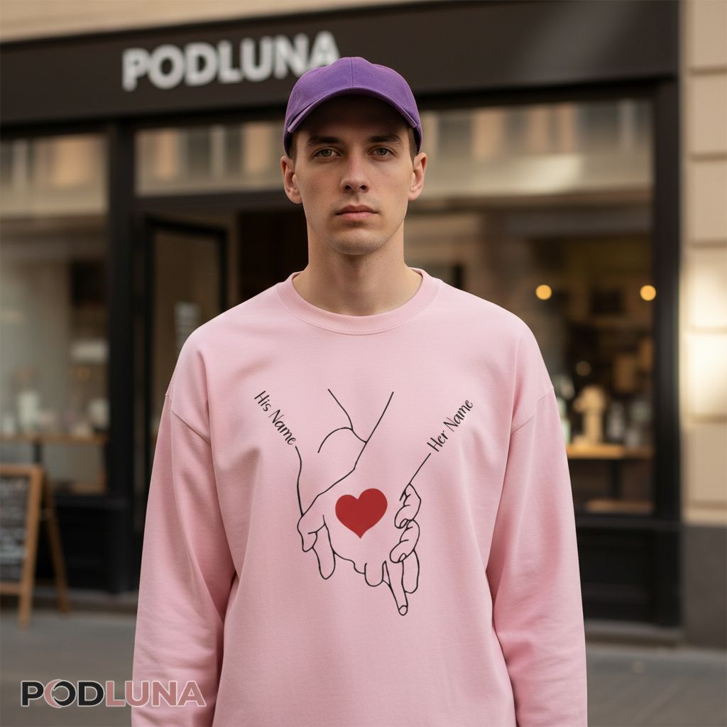 Custom Name Couple Holding Hands Valentine Long Sleeve Custom Name Couple Holding Hands Valentine Long Sleeve