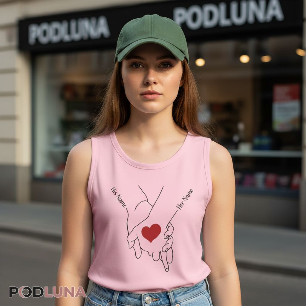 Custom Name Couple Holding Hands Valentine Tanktop Custom Name Couple Holding Hands Valentine Tanktop