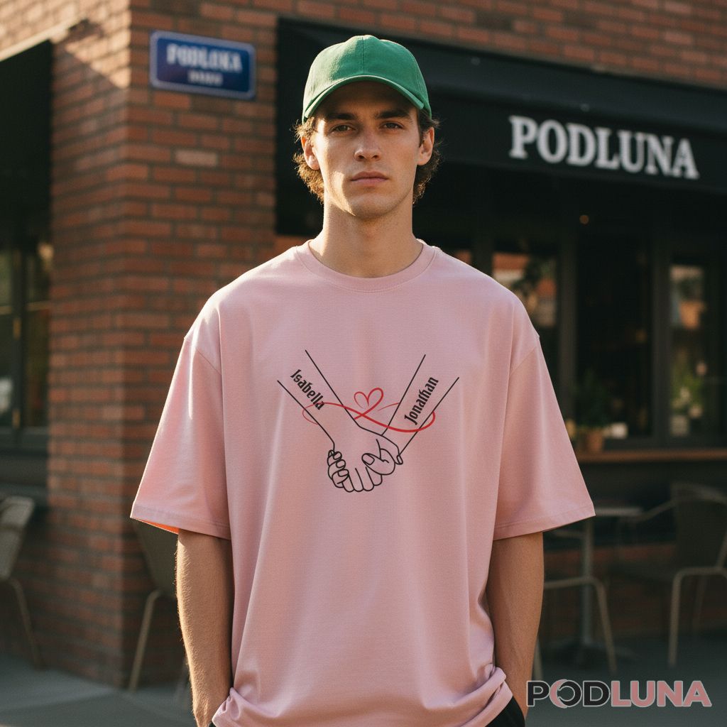 Custom Name Infinity Love Holding Hands Romantic Relationship Shirt