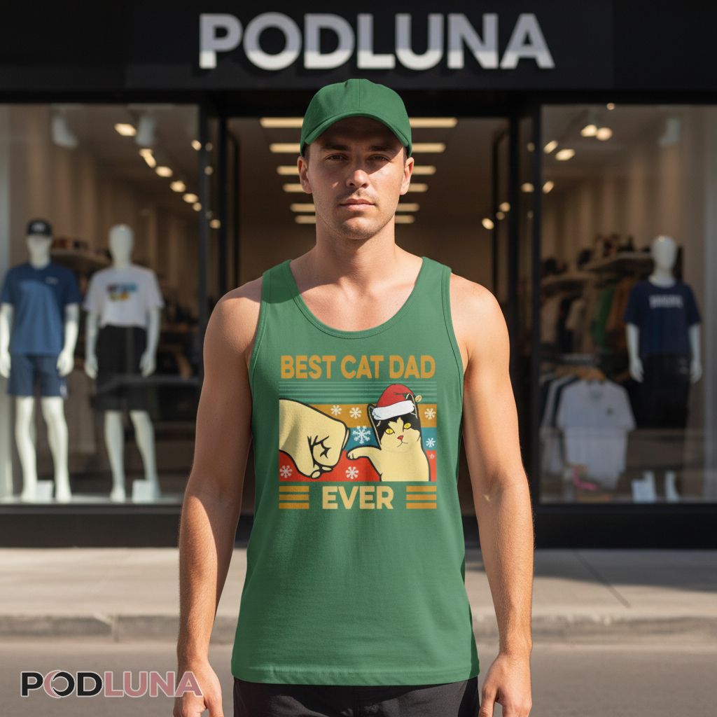 Funny Christmas Best Cat Dad Ever Vintage Tanktop Funny Christmas Best Cat Dad Ever Vintage Tanktop