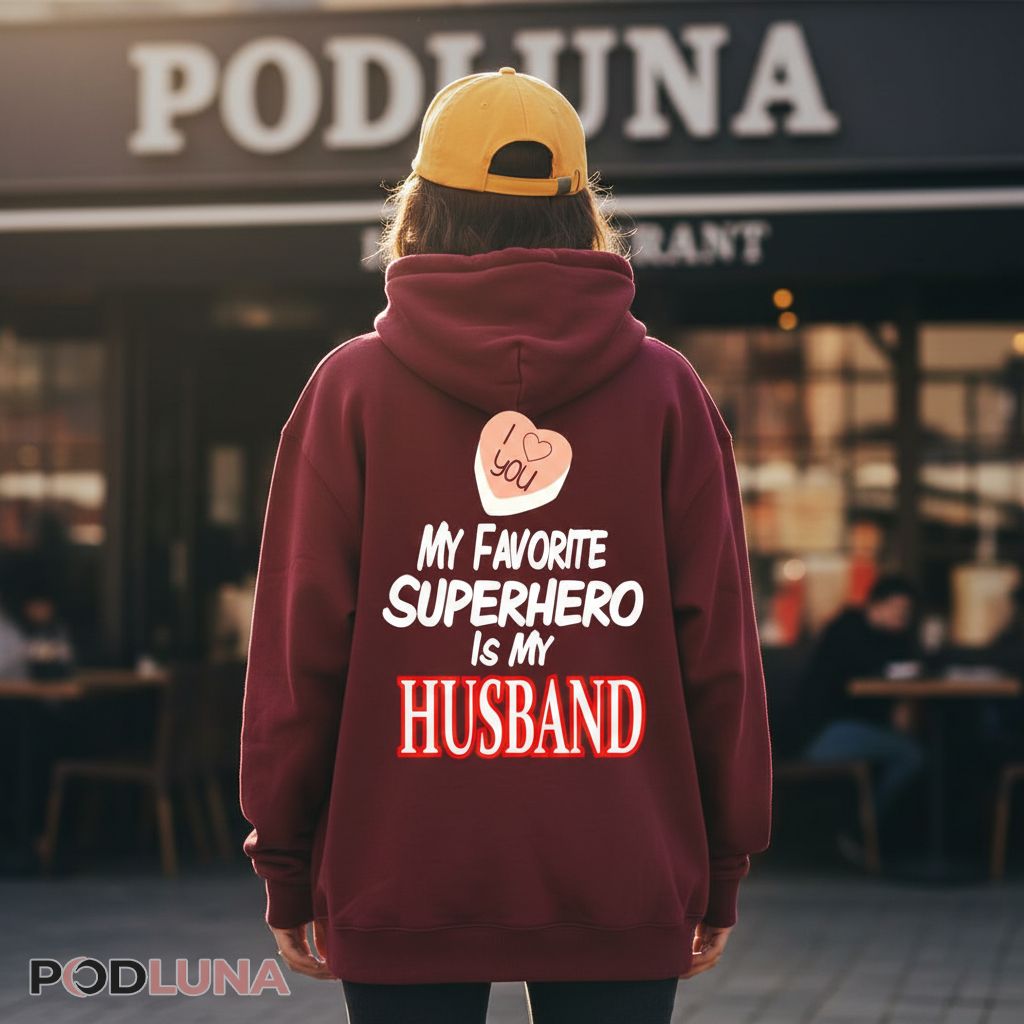 My Favorite Superhero Is My Husband Heart Valentine Hoodie My Favorite Superhero Is My Husband Heart Valentine Hoodie