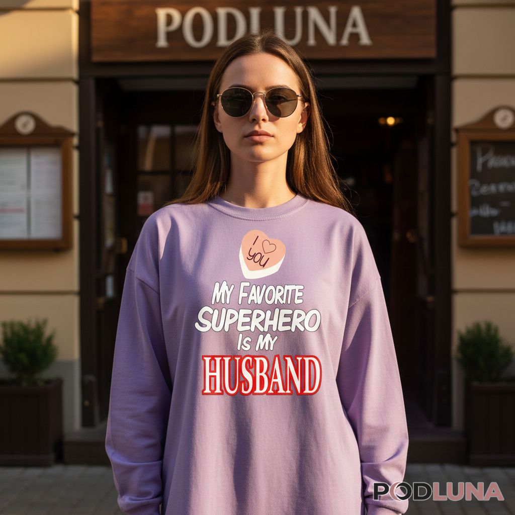 My Favorite Superhero Is My Husband Heart Valentine Long Sleeve My Favorite Superhero Is My Husband Heart Valentine Long Sleeve