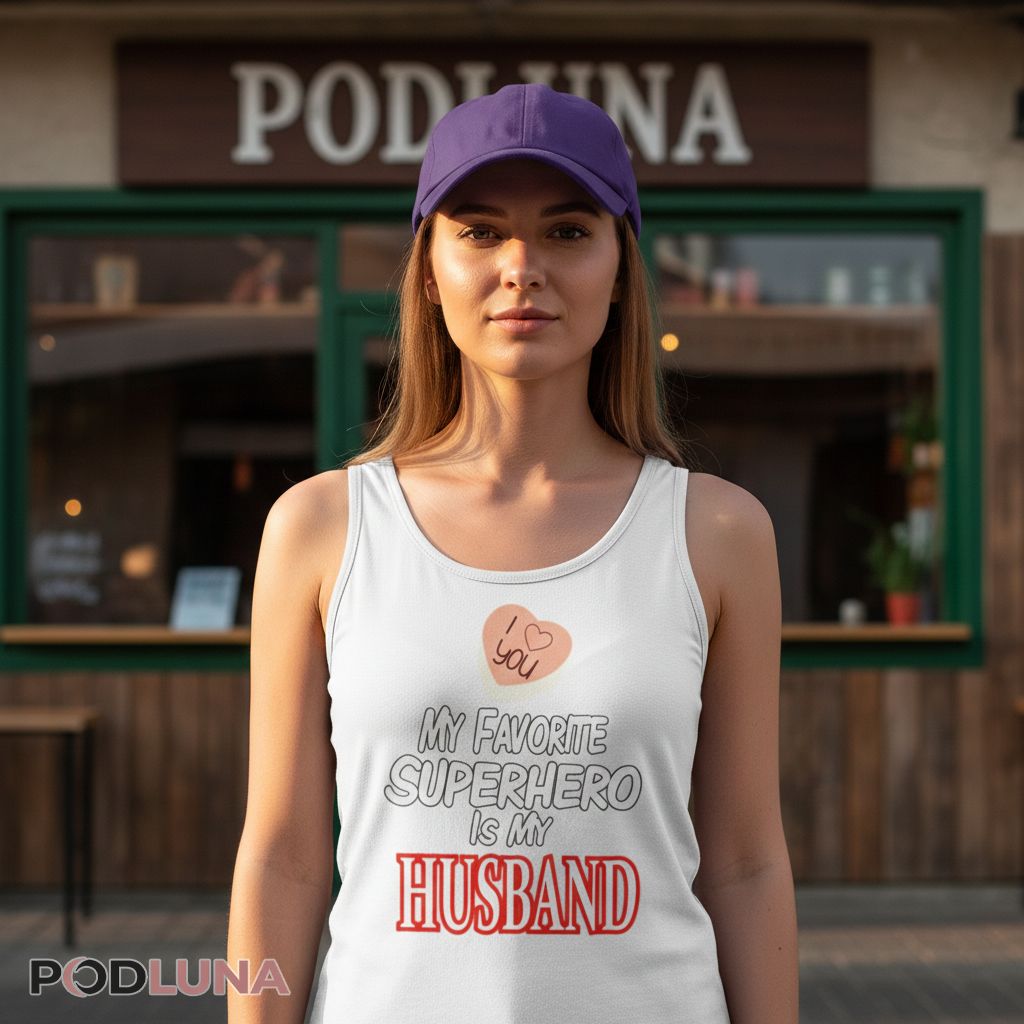 My Favorite Superhero Is My Husband Heart Valentine Tanktop My Favorite Superhero Is My Husband Heart Valentine Tanktop