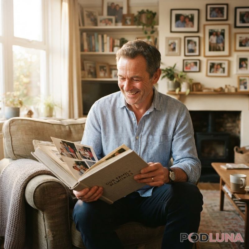 Sentimental Dad Looking Through Family Memories Sentimental Dad Looking Through Family Memories
