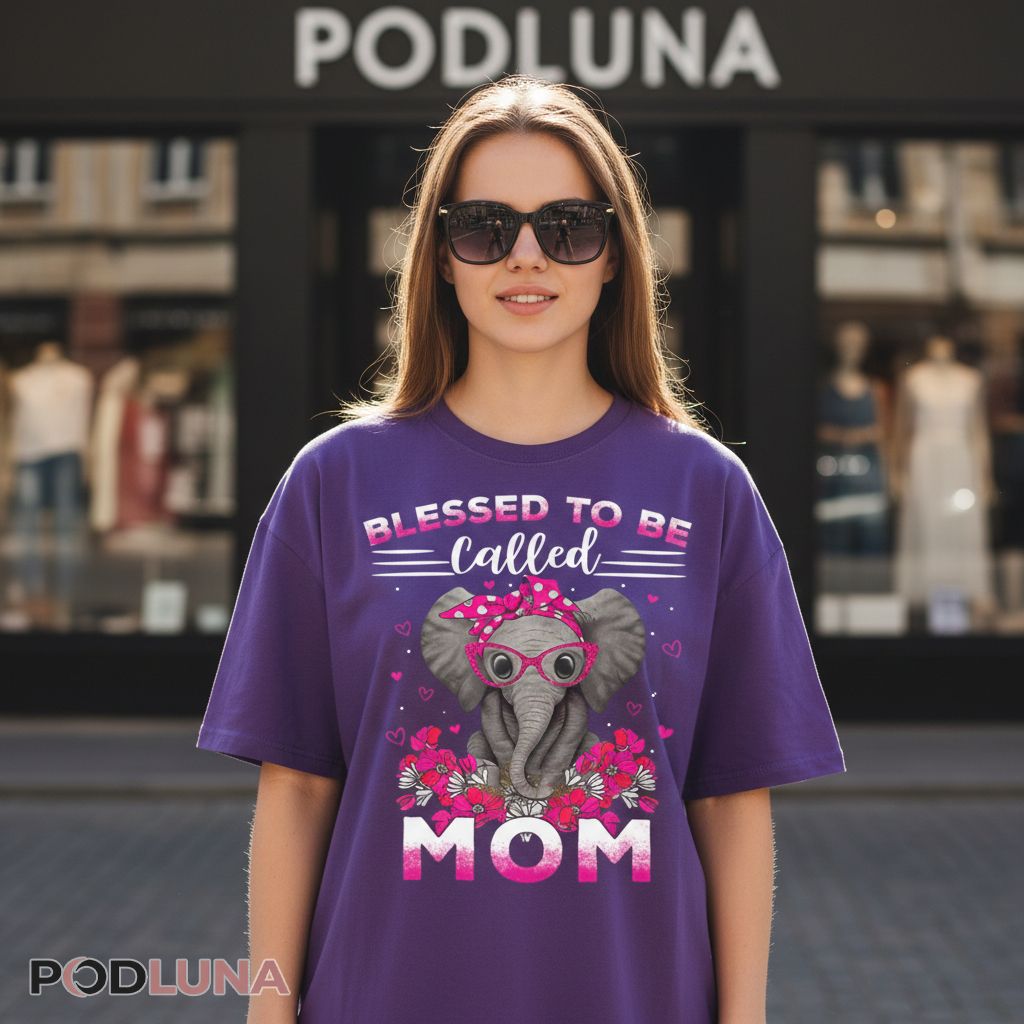Blessed To Be Called Mom Pink Elephant Shirt