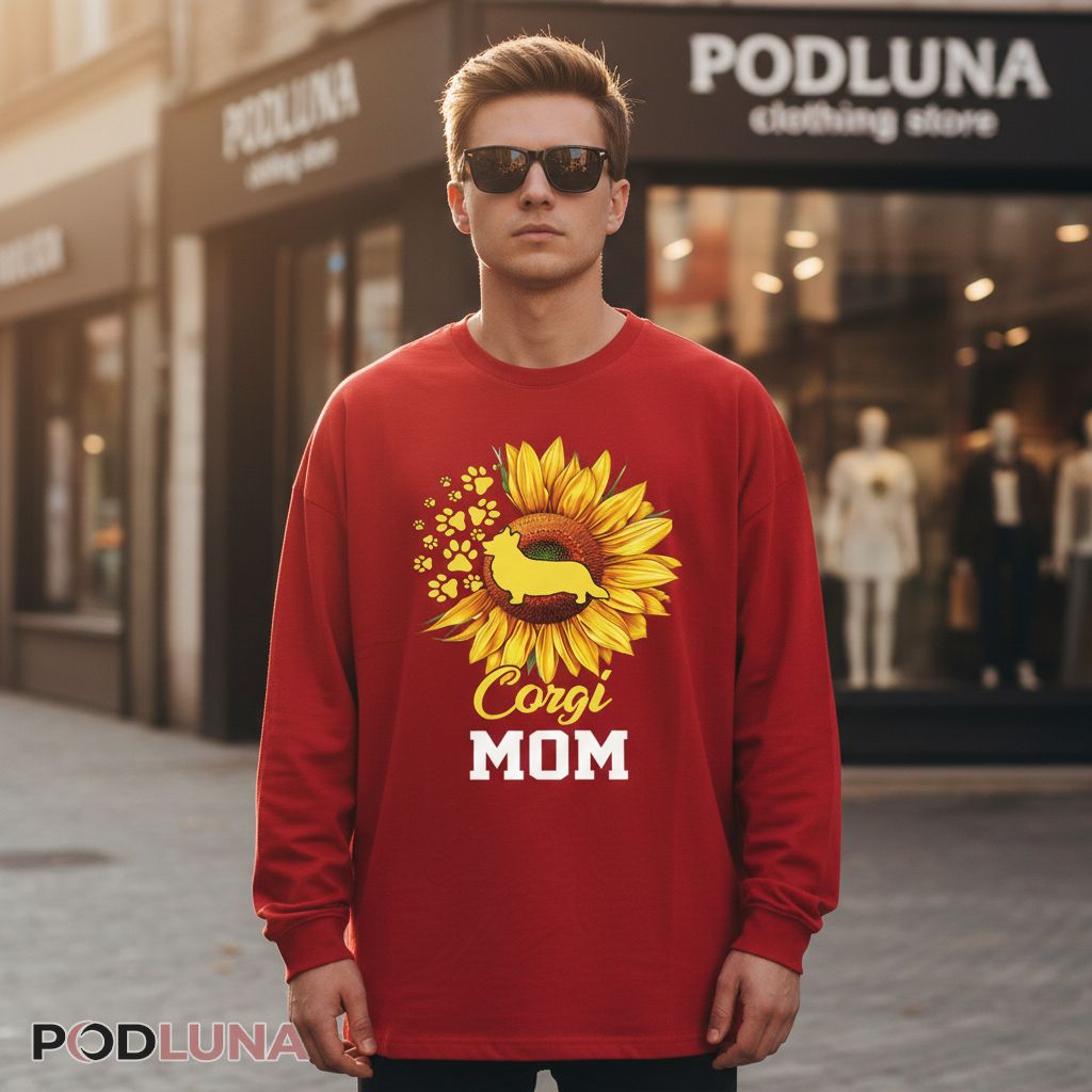 Corgi Mom Sunflower Pet Owner Gift Long Sleeve Corgi Mom Sunflower Pet Owner Gift Long Sleeve