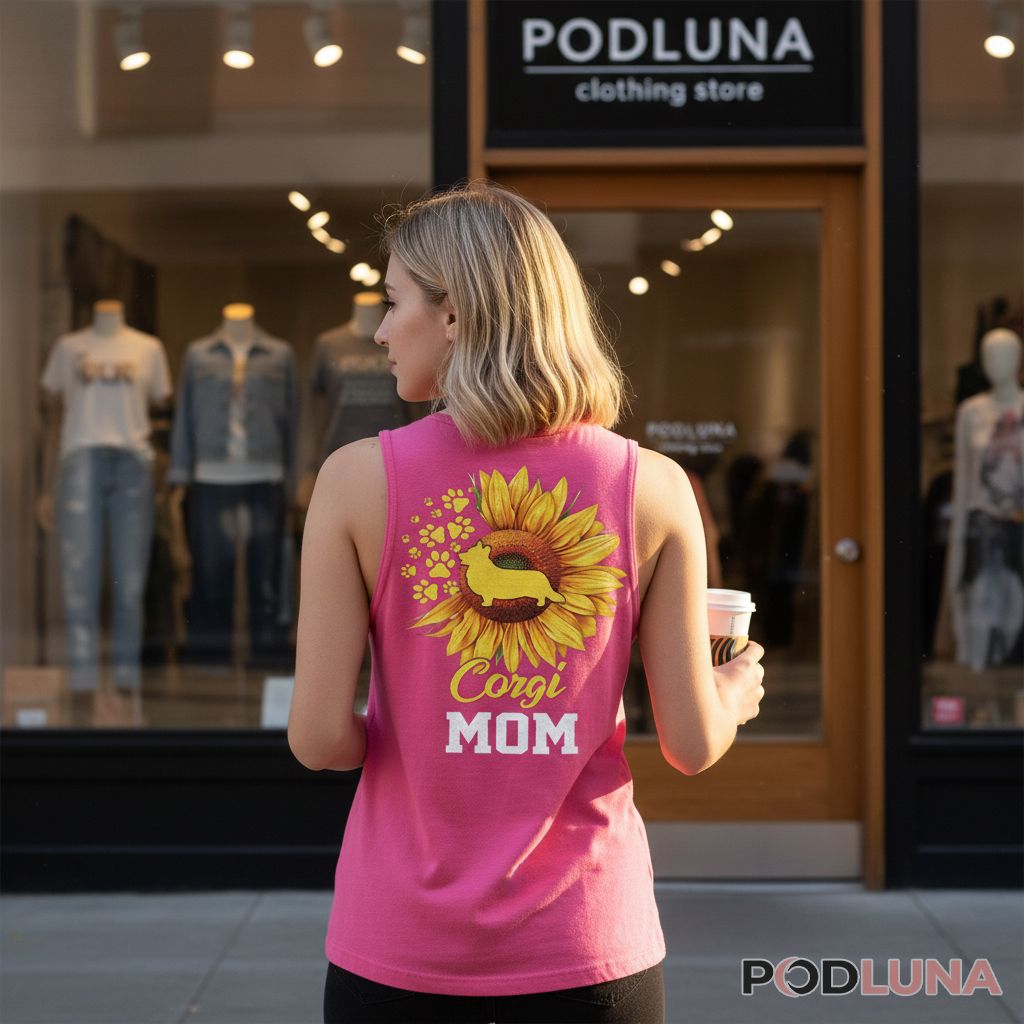 Corgi Mom Sunflower Pet Owner Gift Tanktop Corgi Mom Sunflower Pet Owner Gift Tanktop