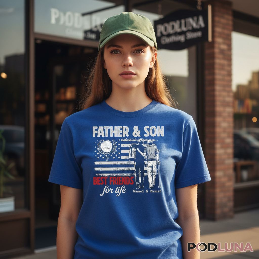 Custom Name Golf Father and Golf Son Best Friends For Life Shirt