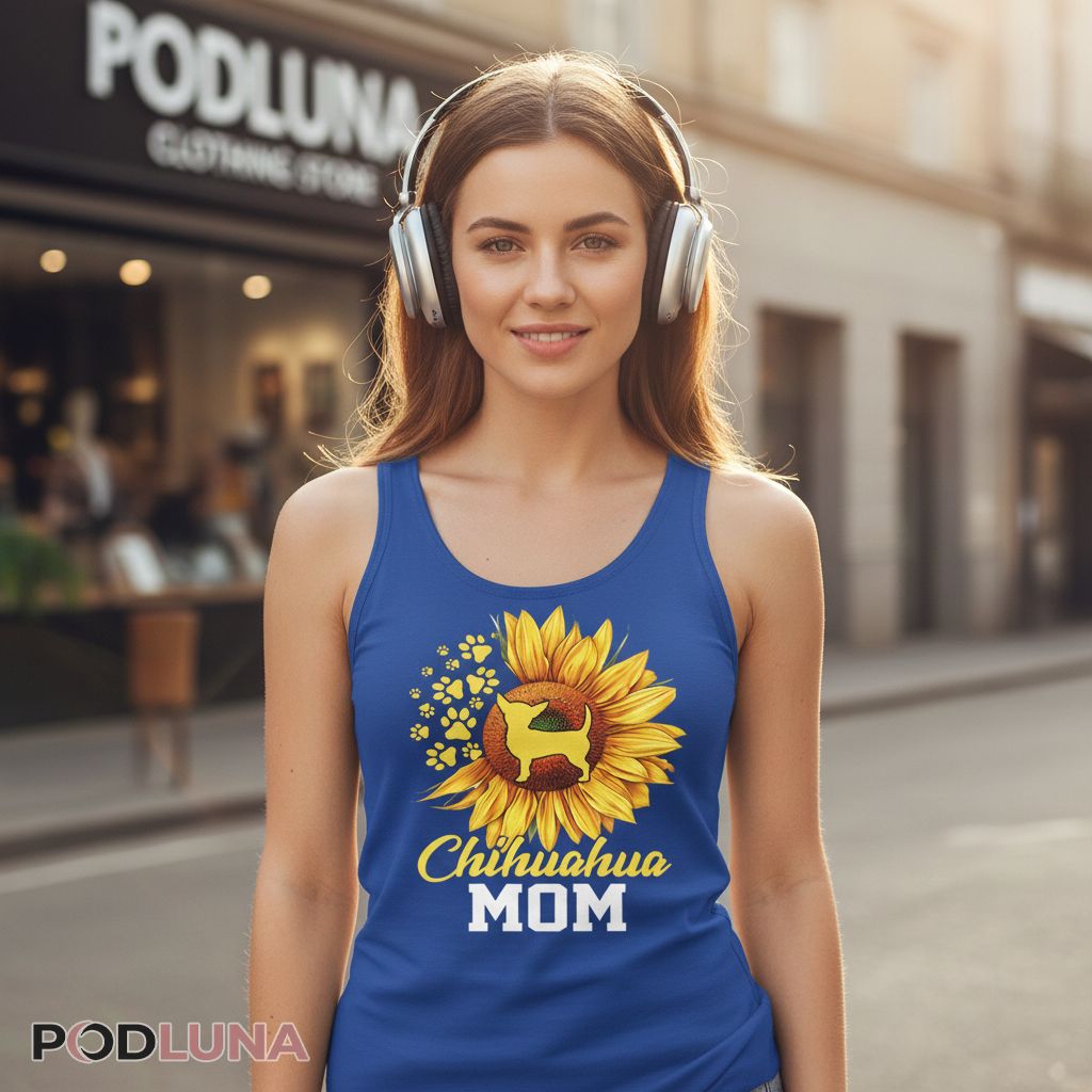 Cute Chihuahua Mom Pet Owner Graphic Flower Tanktop Cute Chihuahua Mom Pet Owner Graphic Flower Tanktop