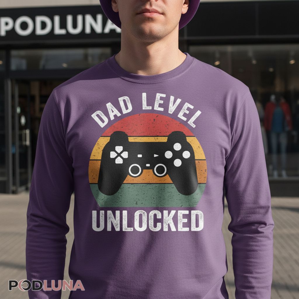 Dad Level Unlocked Gamer Father Retro Long Sleeve Dad Level Unlocked Gamer Father Retro Long Sleeve