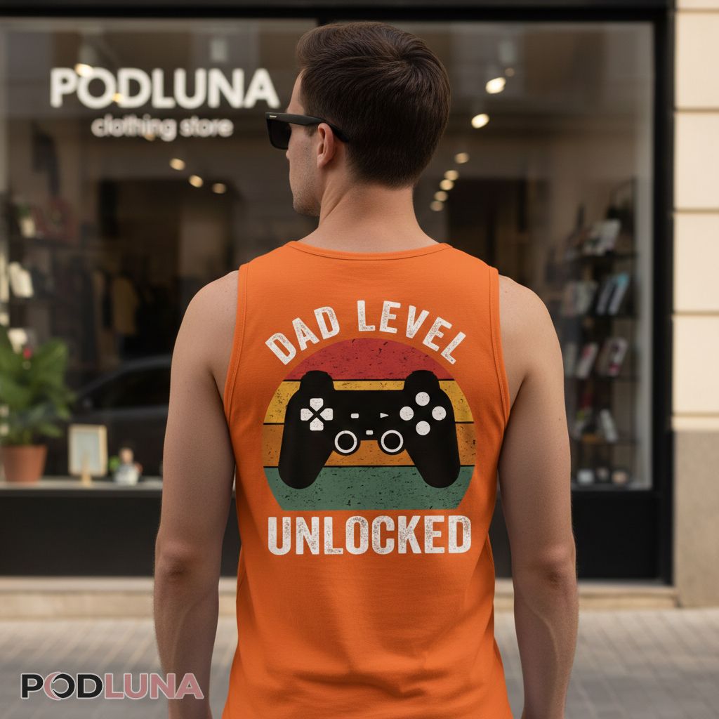 Dad Level Unlocked Gamer Father Retro Tanktop Dad Level Unlocked Gamer Father Retro Tanktop