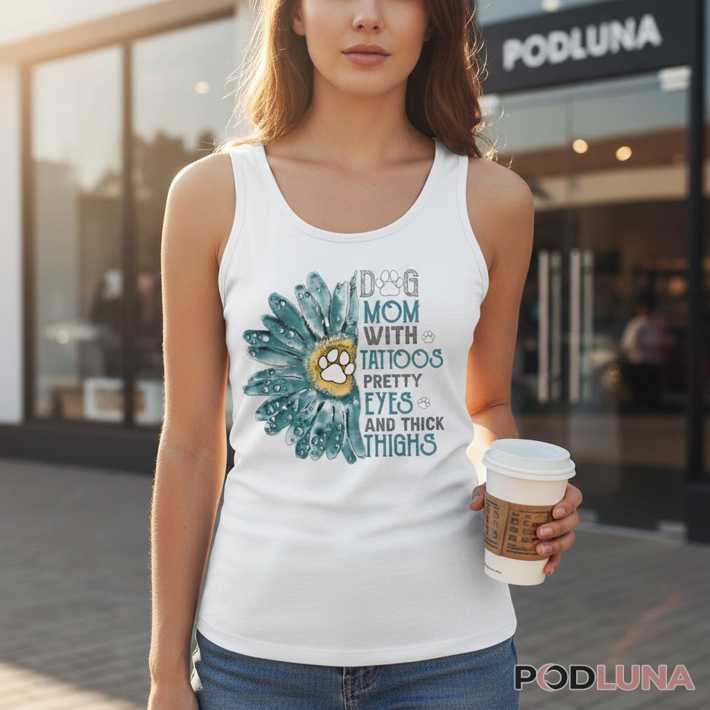 Dog Mom With Tattoos Pretty Eyes And Thick Thighs Tanktop Dog Mom With Tattoos Pretty Eyes And Thick Thighs Tanktop