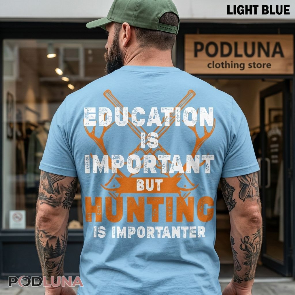 Education Is Important But Hunting Dad Is Importanter Funny Shirt