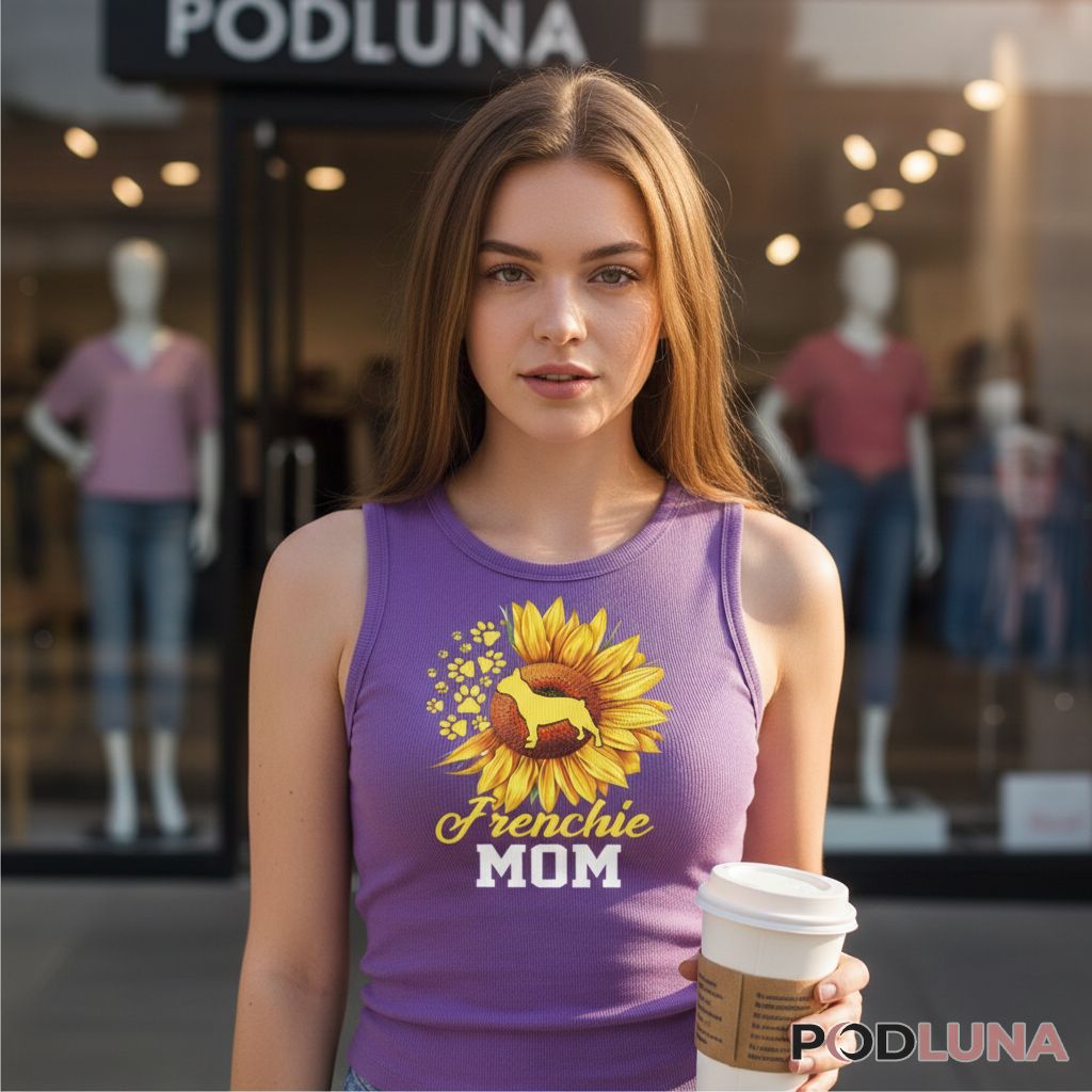 Frenchie Mom Sunflower French Bulldog Lover Tanktop Frenchie Mom Sunflower French Bulldog Lover Tanktop