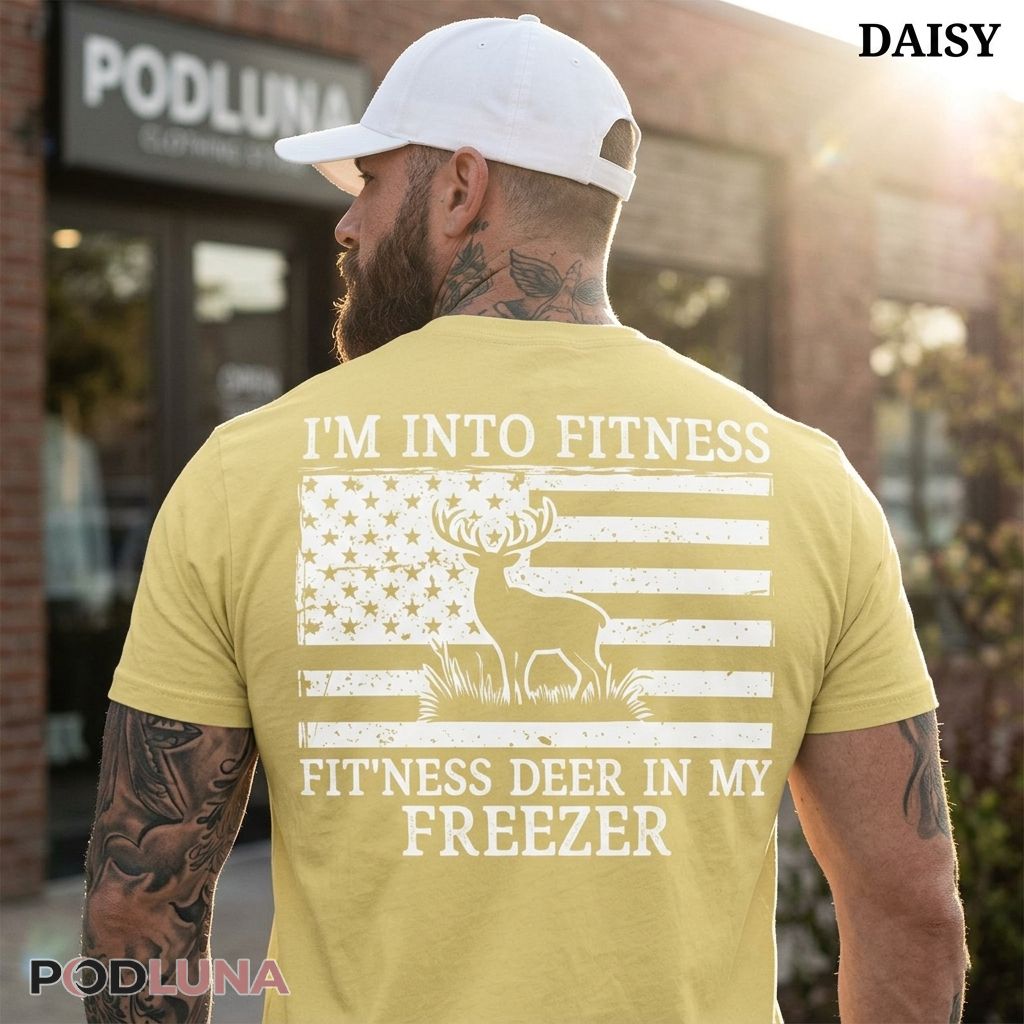 Funny Hunting Fitness Deer American Flag Dad Shirt