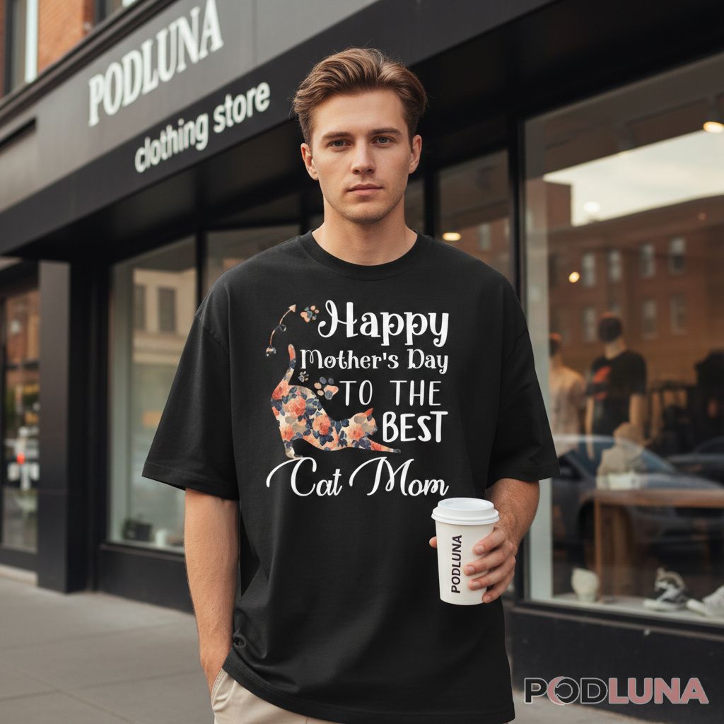 Happy Mother’s Day To The Best Cat Mom Floral Shirt