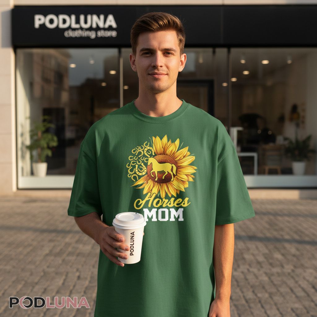 Horses Mom Sunflower Equestrian Gift Horse Girl Shirt