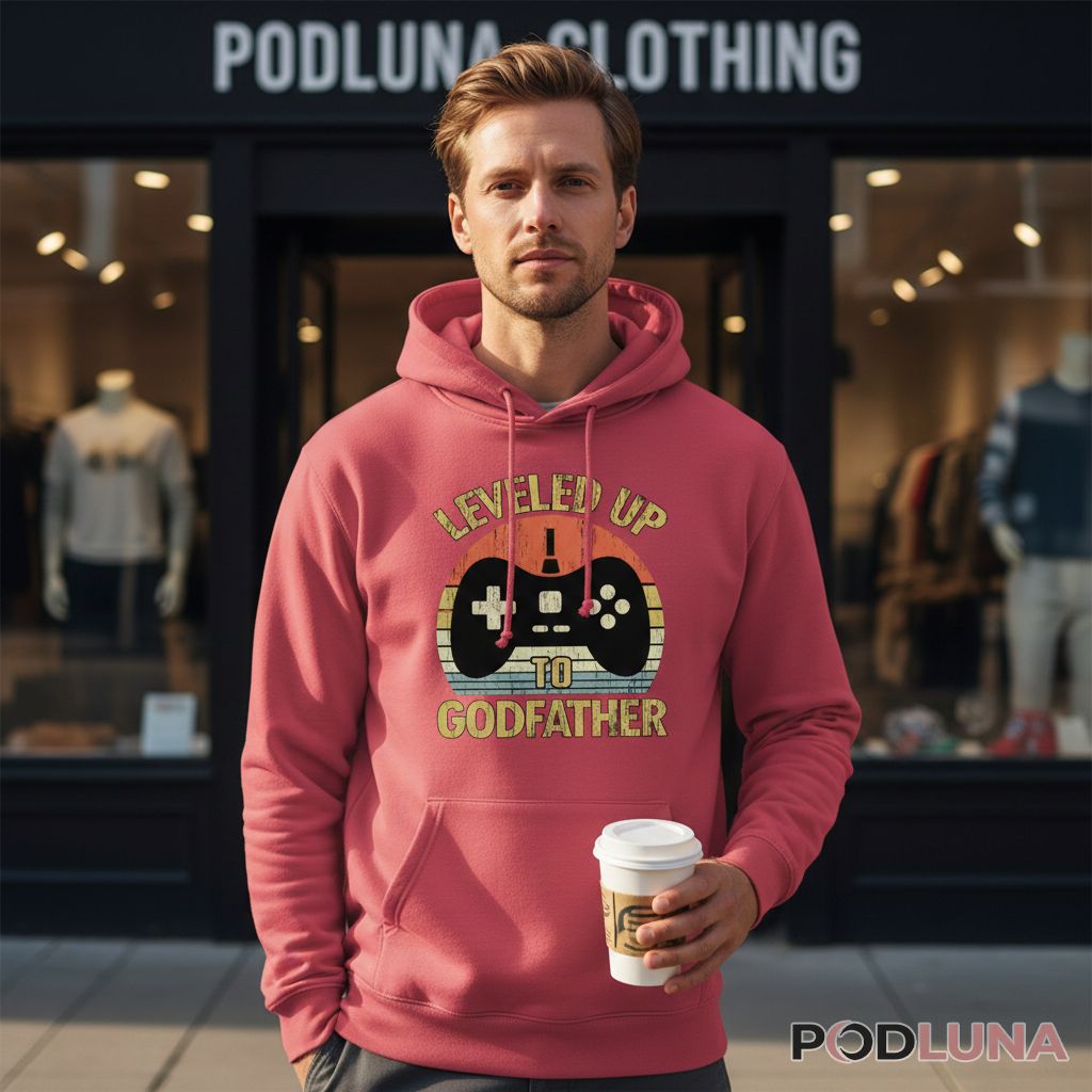 Leveled Up To Godfather Vintage Hoodie Leveled Up To Godfather Vintage Hoodie