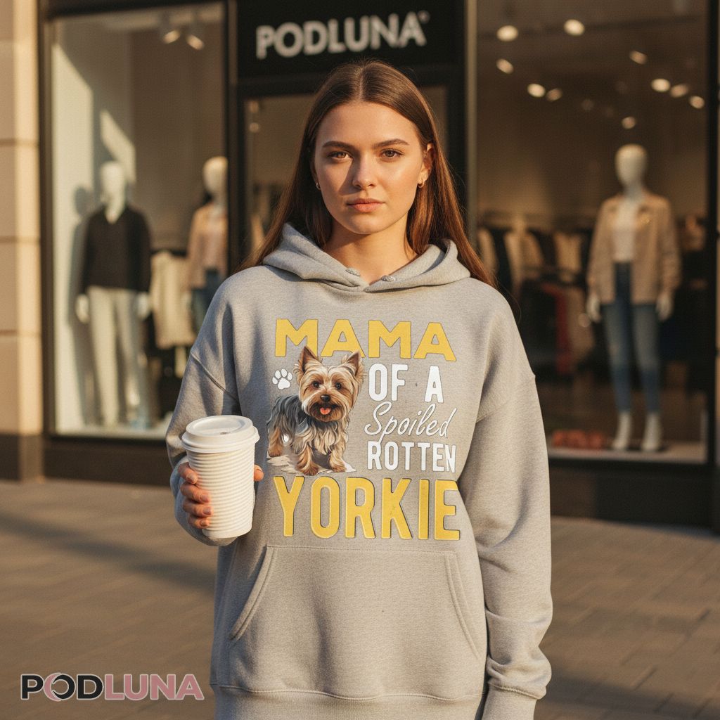 Mama Of A Spoiled Rotten Yorkie Funny Dog Mom Hoodie Mama Of A Spoiled Rotten Yorkie Funny Dog Mom Hoodie