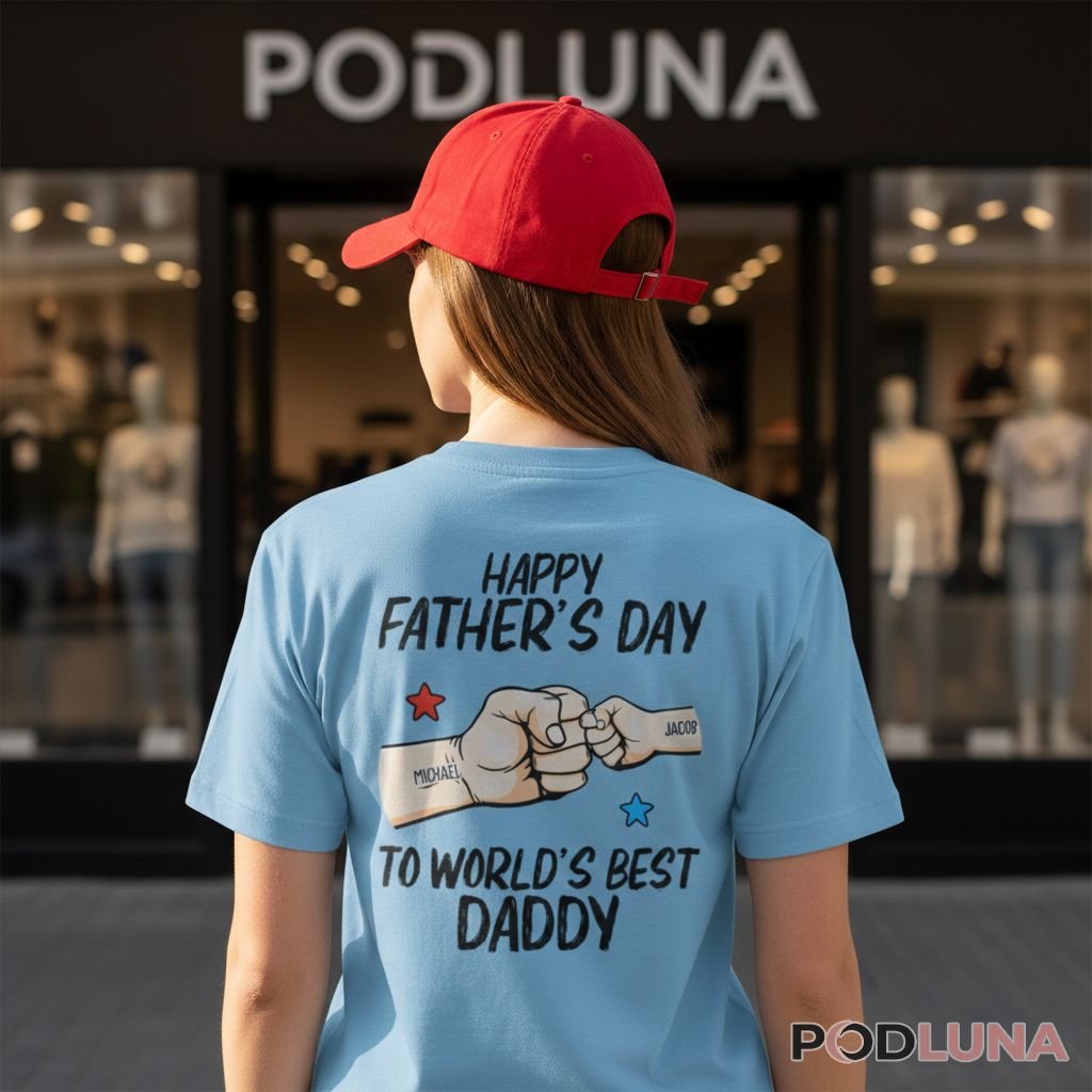 Personalized Happy Fathers Day Fist Bump To Worlds Best Daddy Shirt