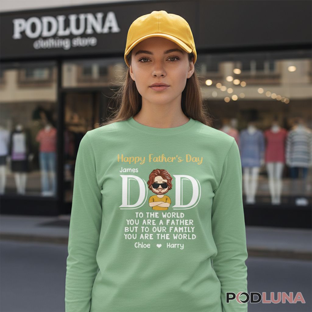 Personalized Happy Fathers Day To The World You Are A Dad Long Sleeve Personalized Happy Fathers Day To The World You Are A Dad Long Sleeve