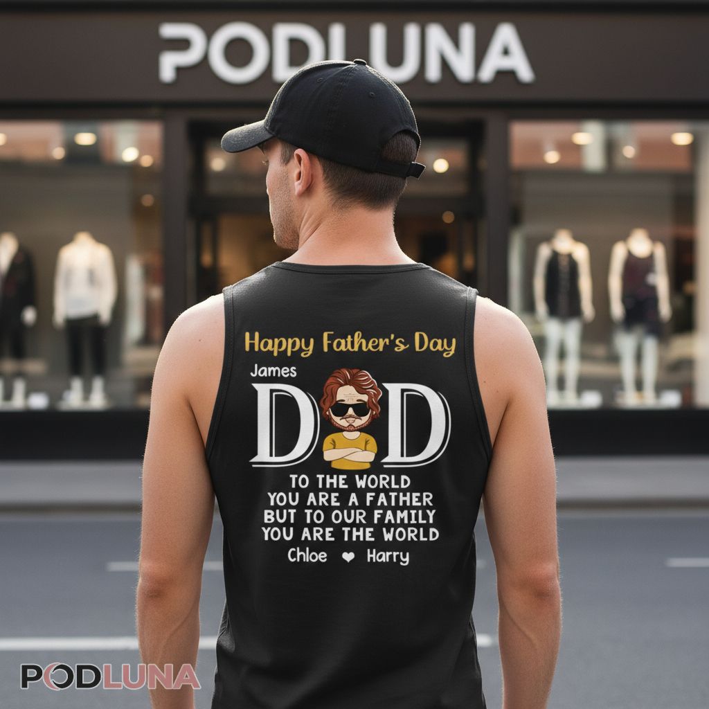 Personalized Happy Fathers Day To The World You Are A Dad Tanktop Personalized Happy Fathers Day To The World You Are A Dad Tanktop