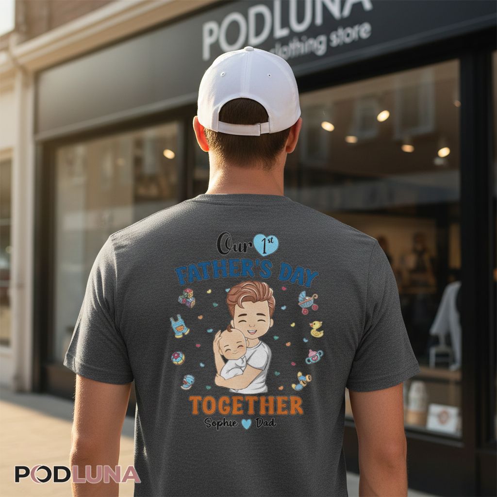 Personalized Our 1st Father Day Together Baby and Dad Shirt