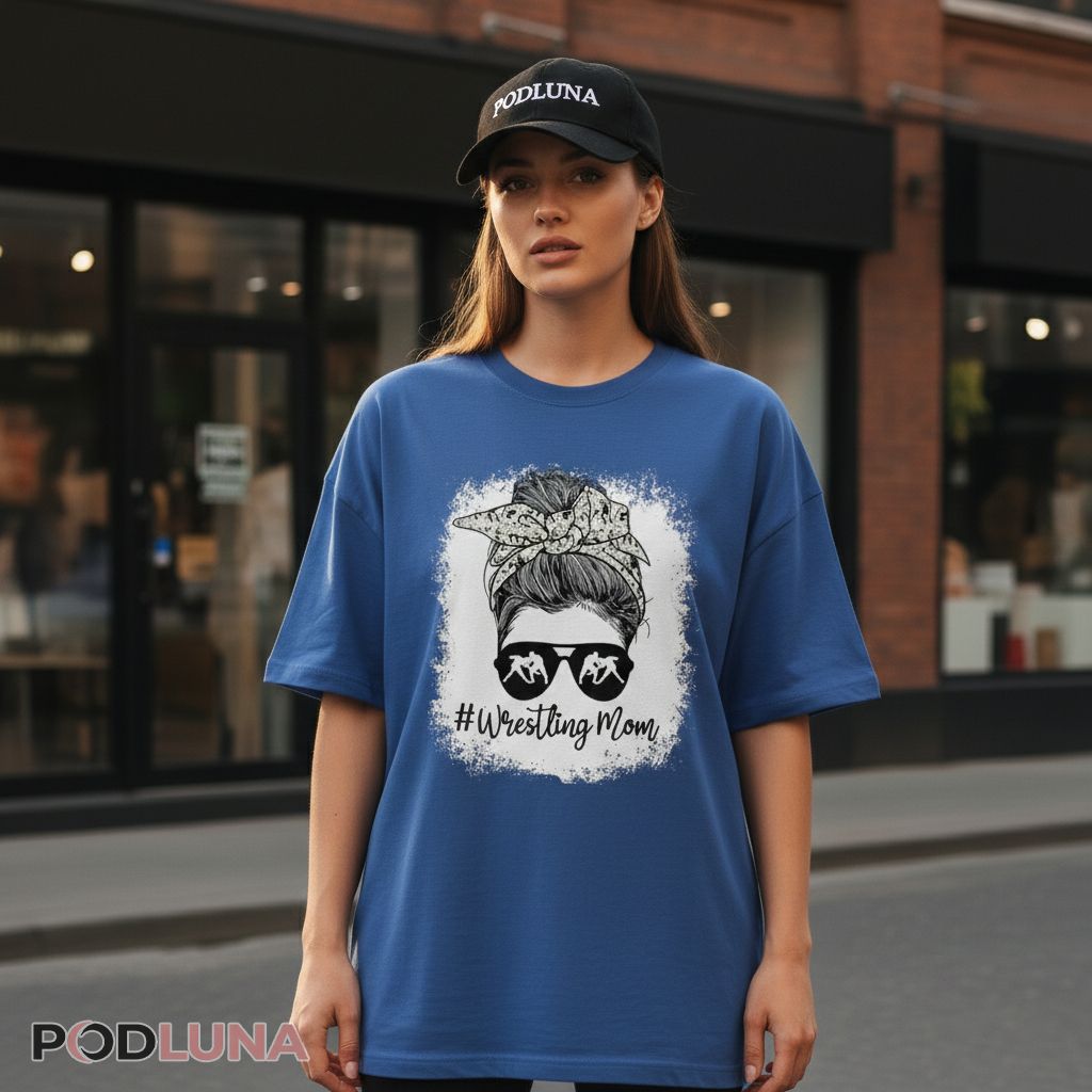 Proud Wrestling Mom Sunglasses Messy Bun Shirt