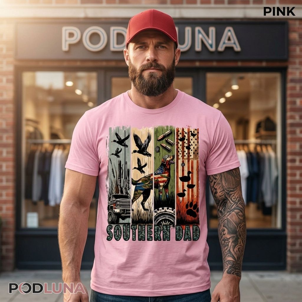 Southern Dad Duck Hunting American Flag Dog Camo Shirt