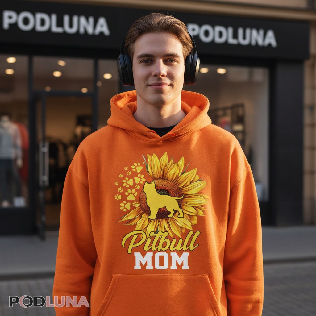 Sunflower Pitbull Mom Paw Prints Dog Lover Hoodie Sunflower Pitbull Mom Paw Prints Dog Lover Hoodie