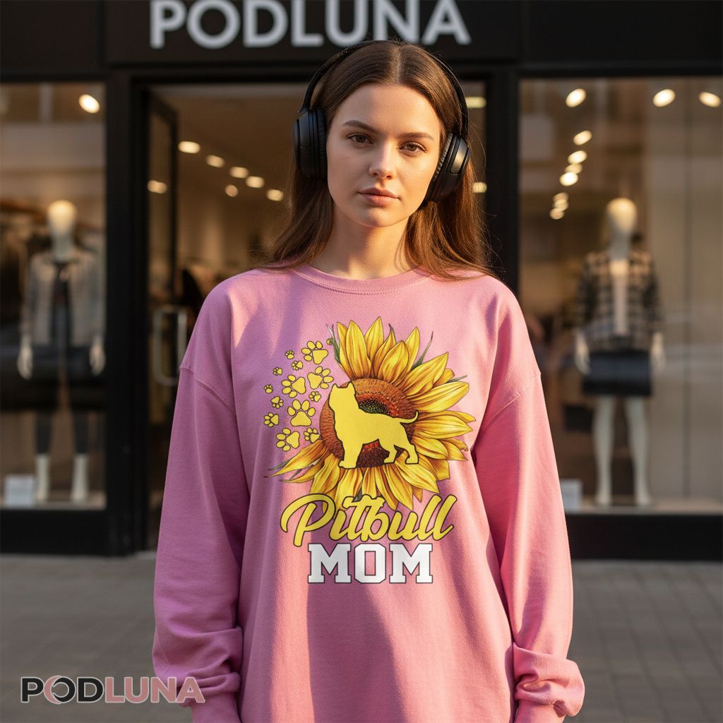 Sunflower Pitbull Mom Paw Prints Dog Lover Long Sleeve Sunflower Pitbull Mom Paw Prints Dog Lover Long Sleeve