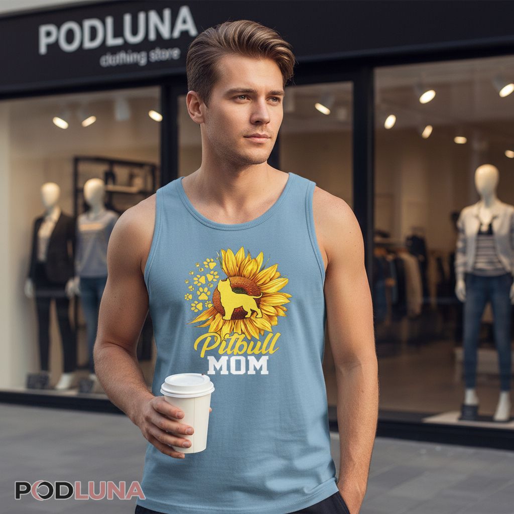 Sunflower Pitbull Mom Paw Prints Dog Lover Tanktop Sunflower Pitbull Mom Paw Prints Dog Lover Tanktop