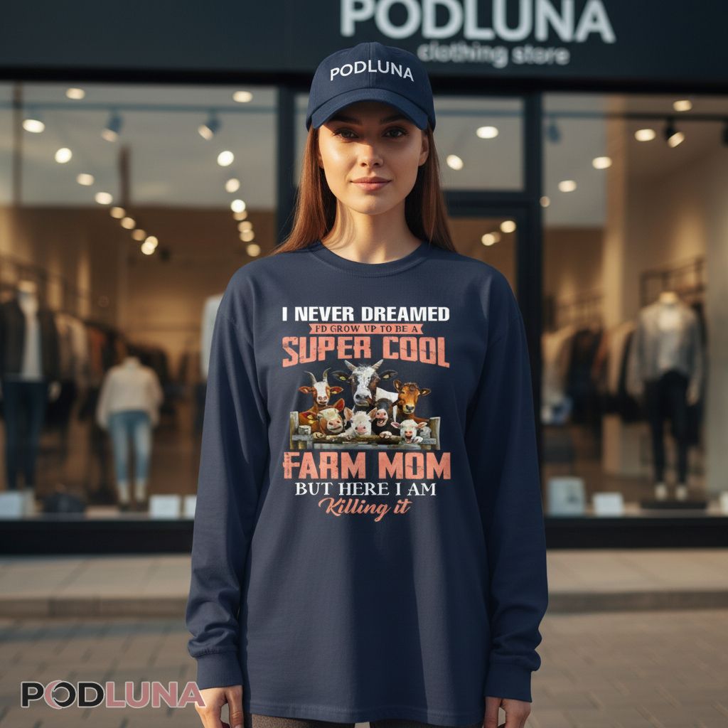 Super Cool Farm Mom Killing It Cow Animal Lover Long Sleeve Super Cool Farm Mom Killing It Cow Animal Lover Long Sleeve