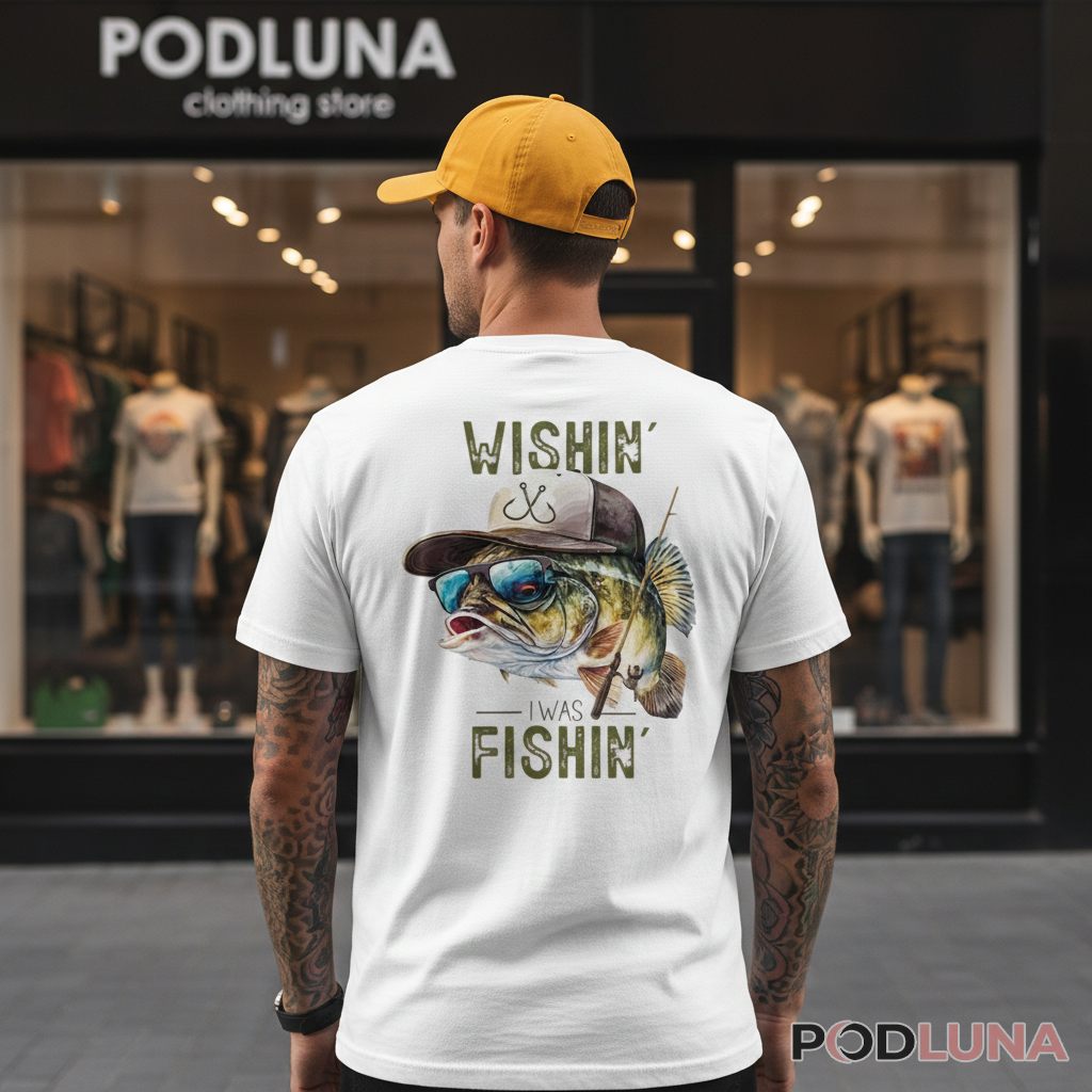 Wishin I Was Fishin Bass Wearing Sunglasses Shirt