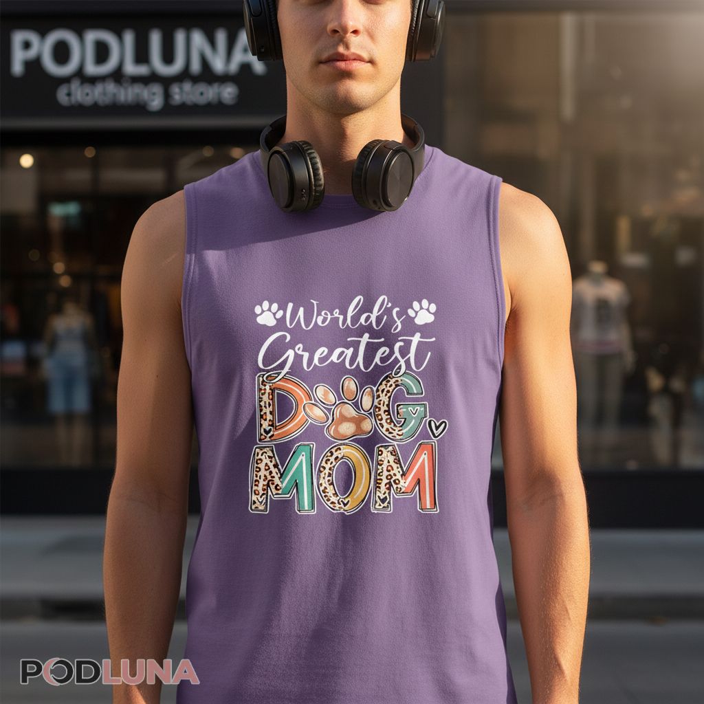 World Greatest Dog Mom Leopard Print Tanktop World Greatest Dog Mom Leopard Print Tanktop