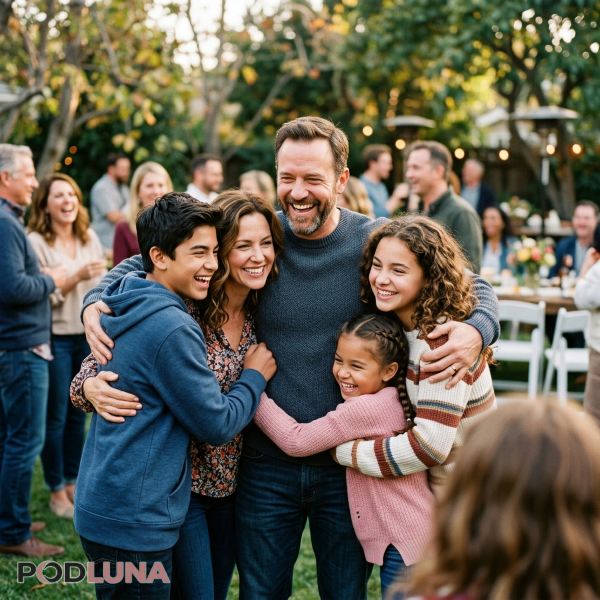 Blended Family Showing Appreciation To Stepdad