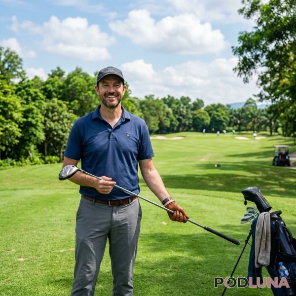 Dad Enjoying Golf Hobby Relaxing Weekend Activity Dad Enjoying Golf Hobby Relaxing Weekend Activity