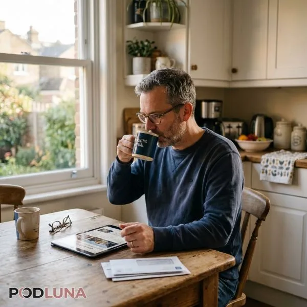Dad Morning Routine Coffee And News Real Life Moment Dad Morning Routine Coffee And News Real Life Moment