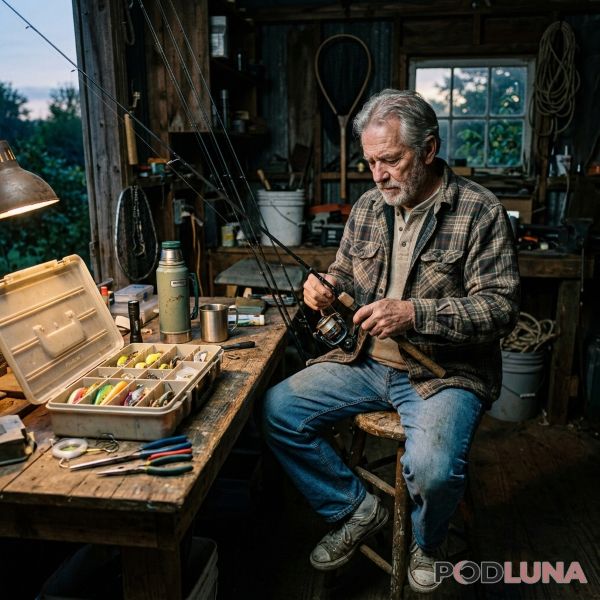 Dad Preparing Fishing Gear Weekend Routine Real Life