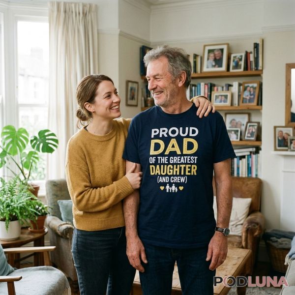 Dad Smiling Wearing Personalized Family Gift Dad Smiling Wearing Personalized Family Gift