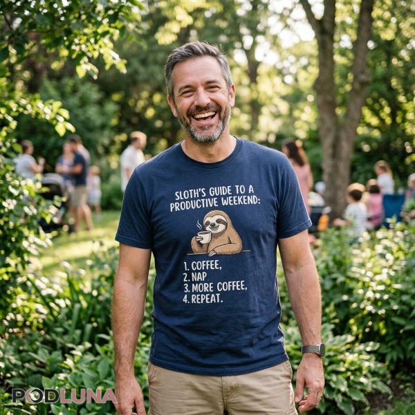 Dad Wearing Funny Shirt Outdoor Casual Moment Dad Wearing Funny Shirt Outdoor Casual Moment