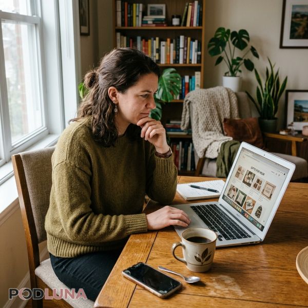 Daughter Choosing Thoughtful Custom Gift For Mom Online
