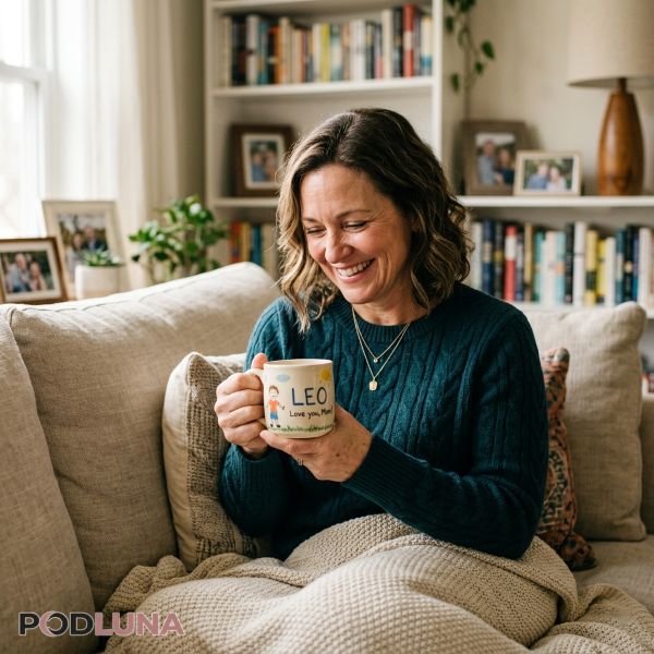 Emotional Moment Mom Receiving Personalized Gift At Home