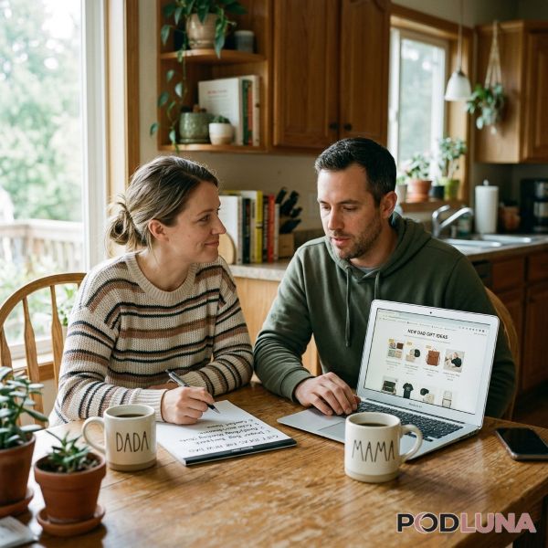 Family Choosing Gift For New Dad At Home