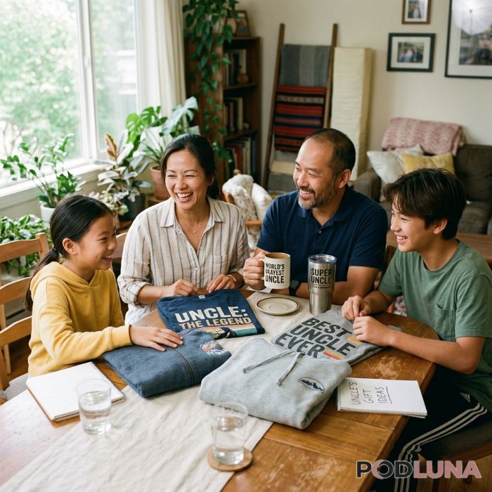 Family Choosing Gift For Uncle Real Life Moment