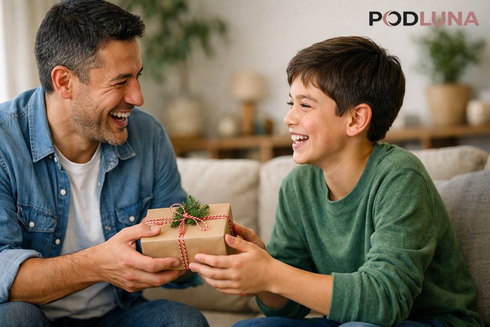 Family Giving Gift To Son Real Life Moment