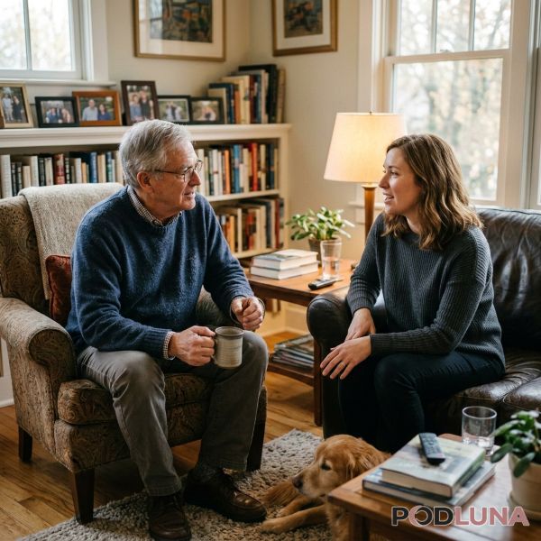 Father And Adult Child Having Meaningful Conversation