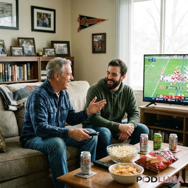Father Talking About Favorite Sports With Family