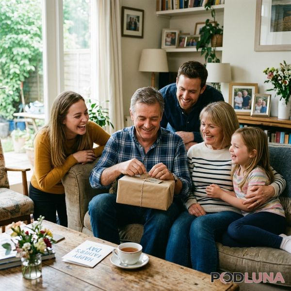 Fathers Day Family Giving Gift To Dad Fathers Day Family Giving Gift To Dad